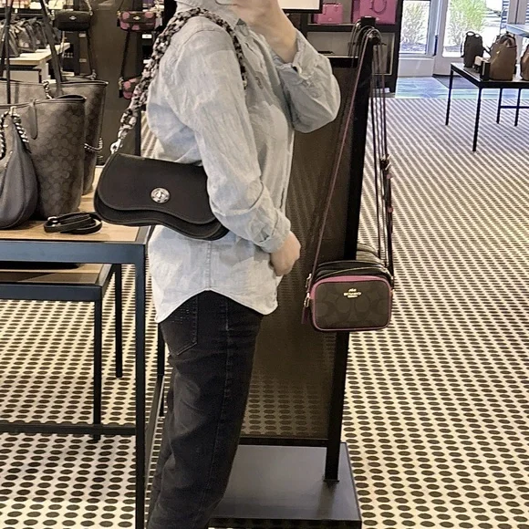 NWT Coach Wavy Dinky Bag Shoulder & Crossbody Coachtopia Black Leather CK113 - Picture 5 of 16